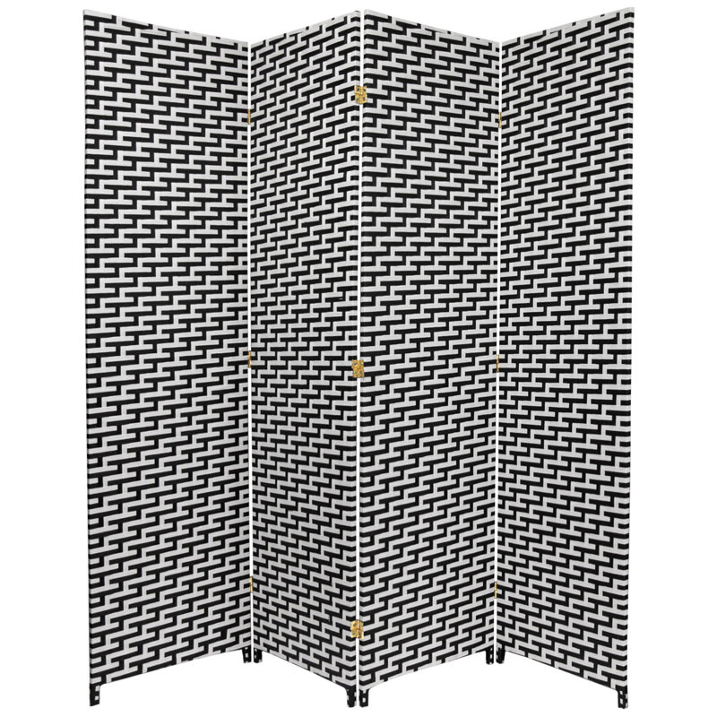 Cloison pliante Willson, 4 panneaux, Noir / blanc
