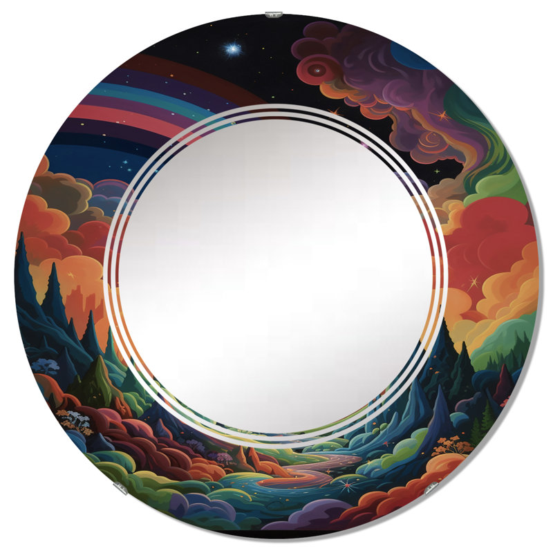 Tarmons - Miroir mural moderne rond, 32 po x 32 po