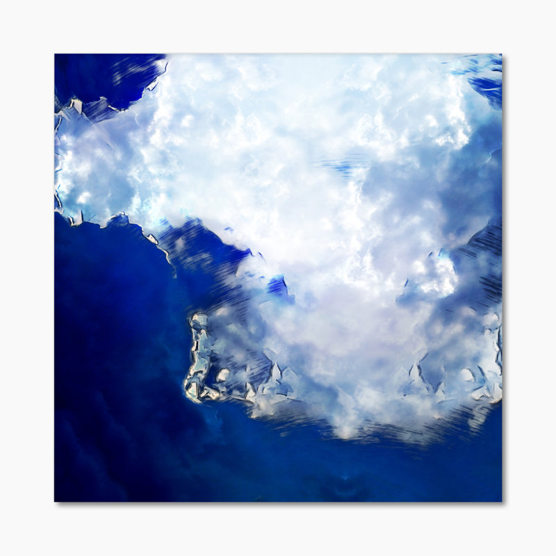 Espace abstrait bleu, H 36 po x l 36 po x P 1,5 po, Toile tendue