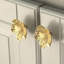 6 Pcs Brass Flower Drawer Knobs For Home Decor,Brushed Finish,Gold