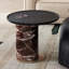 Ensemble de tables basses rondes en marbre rouge et bois noir