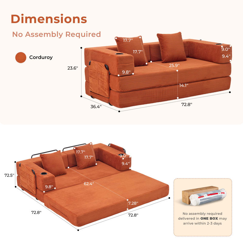 Canapé-lit convertible - Canapé-lit pliable modulaire pour salon, chambre à coucher, studio - Canapé à compression en boîte