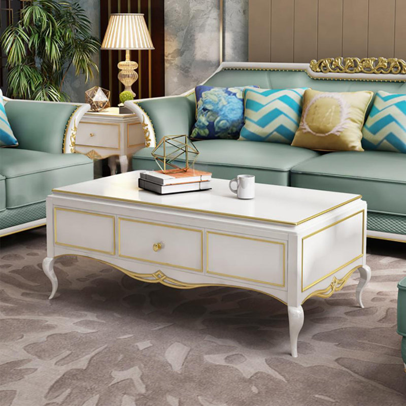 Carved coffee table, 20.9" H x 51.2" L x 35.4" W