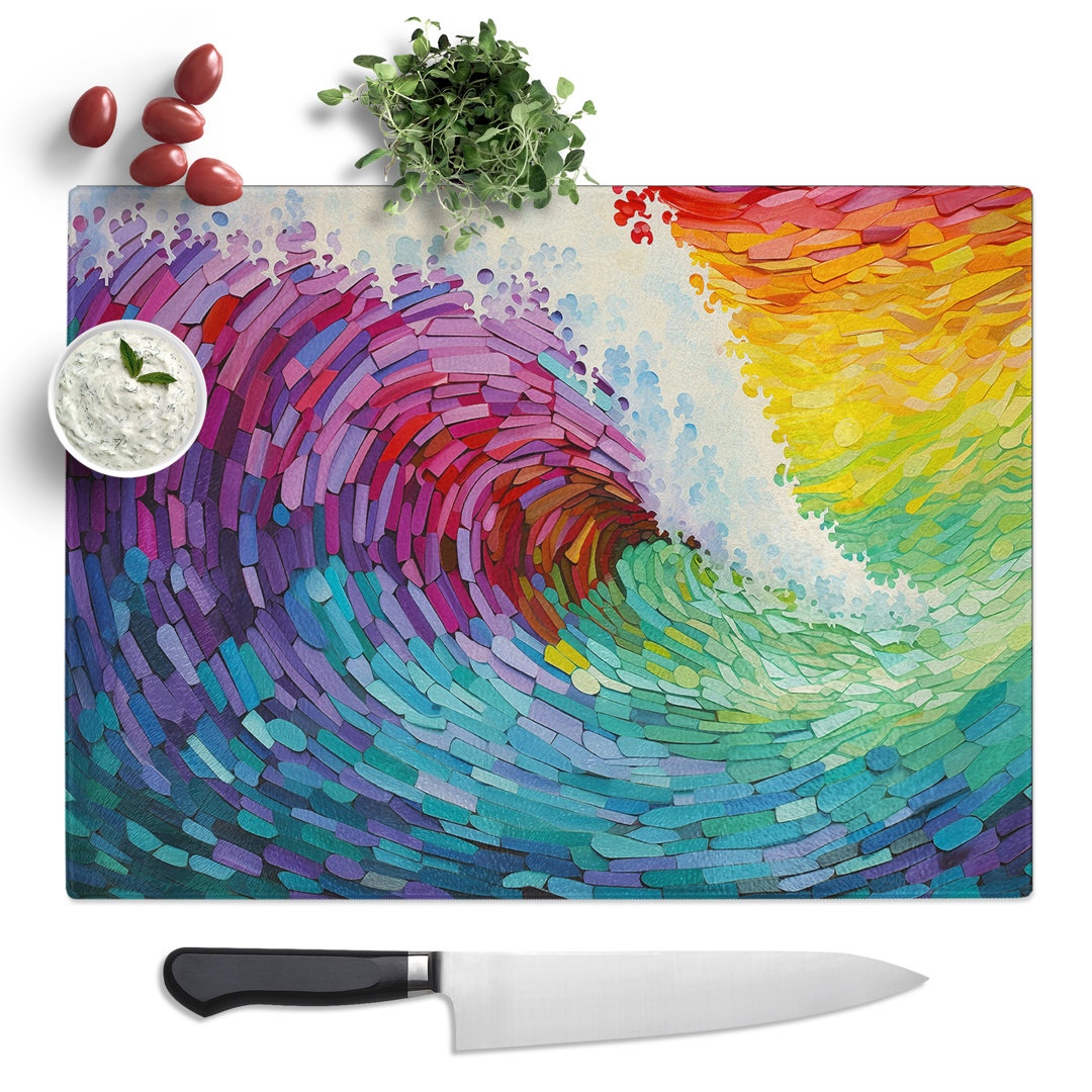 Wave Colour Field No.2  Glass Chopping Board