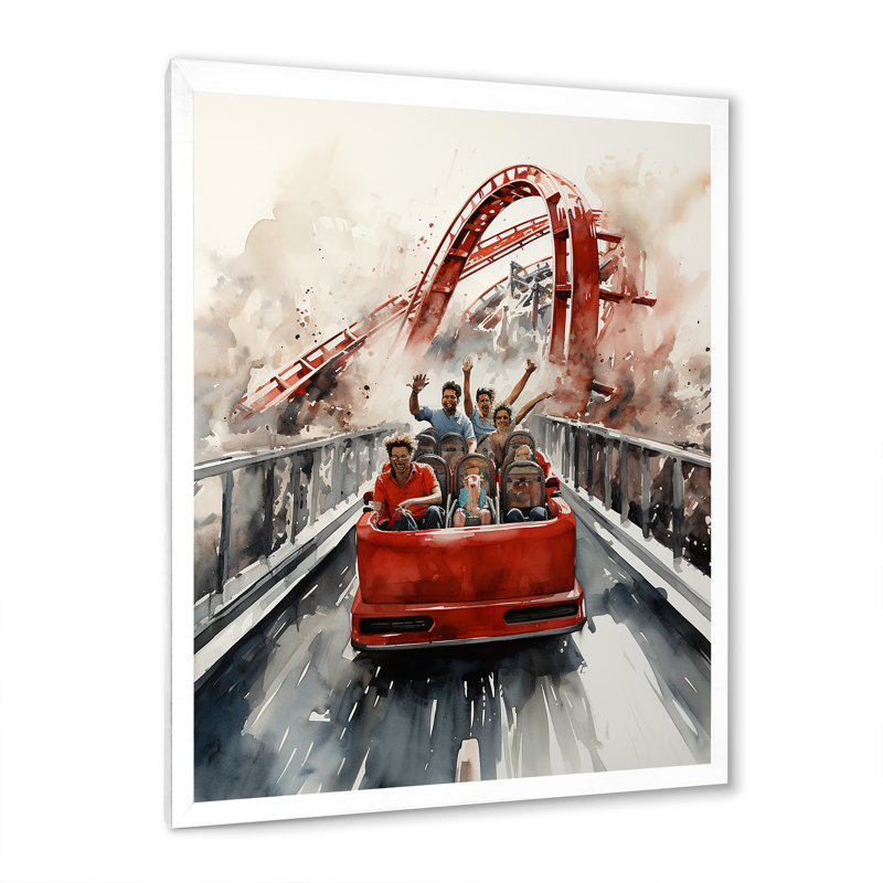 «Lonnia Rollercoaster Thrill Seekers Delight III», reproduction sur toile, H 40 po x l 30 po x P 1,5 po, Cadre photo blanc