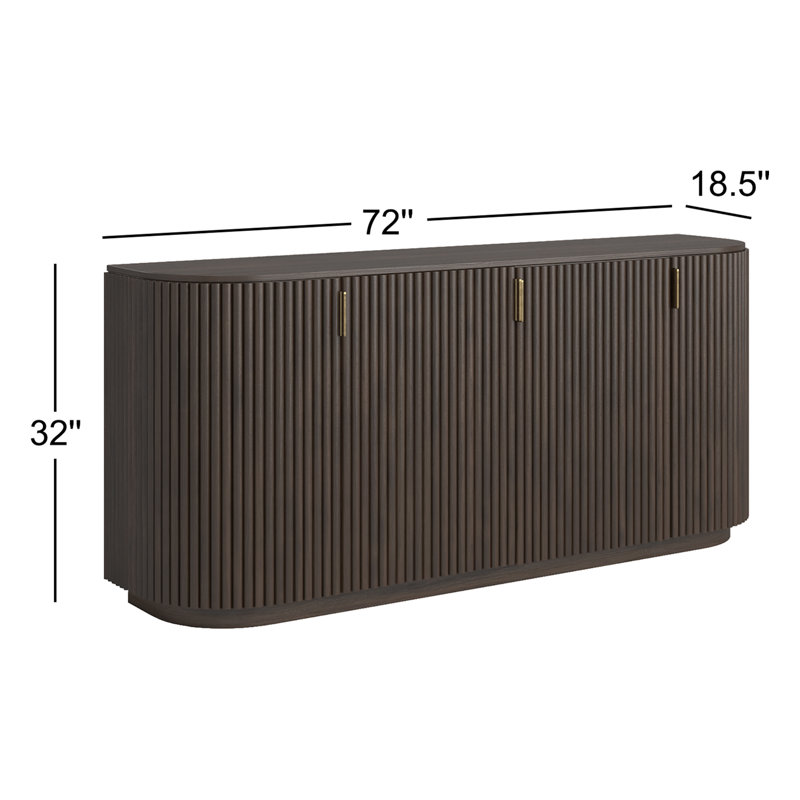 Chessa 72'' W Solid Wood Sideboard, Dark Brown