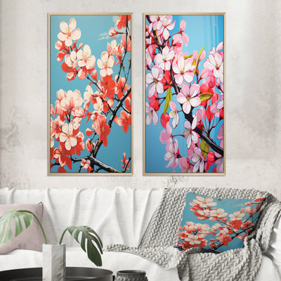 " Pink Apple Blossom Collage " 2 - Pieces