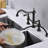 Bridge Dual Handles Kitchen Faucet In Matte Black With Pull-Out Side Spray, 360 Degree Rotatable High Soaking Up, Rust, Corrosion , Leak Proof, Brass Created Outlet, Crafted