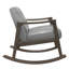 Chaise berçante de style Mid-Century avec similicuir gris et bouton en bois massif d'une capacité de poids de 300 lb