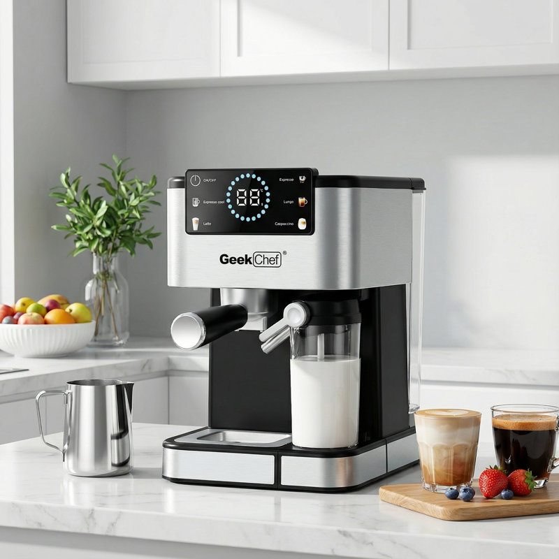 20 Bar Espresso Machine Coffee Maker - Automatic Milk Frother, Touchscreen, Instant Heating