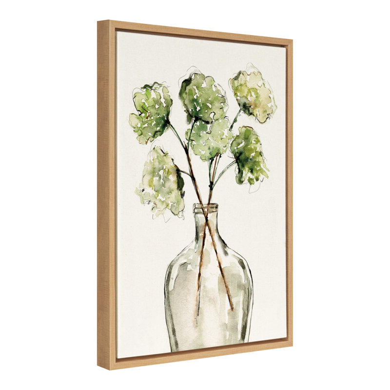 «Greenery Vase» par Sara Berrenson, reproduction d'art sur toile encadrée, 18 po x 24 po, Naturel
