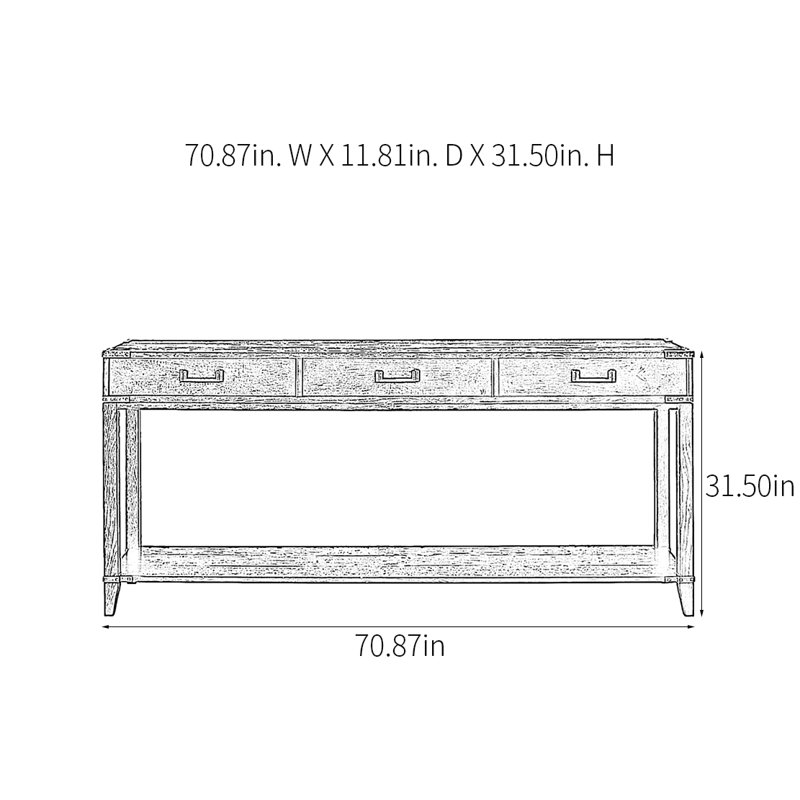 Rural Retro Multifunctional Console Table, 31.5" H x 70.87" W x 11.81" D, Black