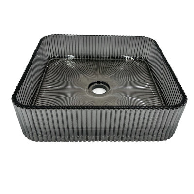 15" Glass Square Vessel Bathroom Sink