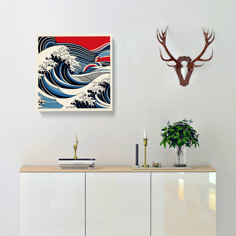 Japanese Wave Bauhaus No.3 - Wrapped Canvas, 35cm H x 35cm W x 3cm D