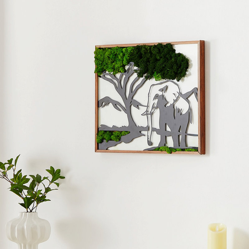 Éléphants, art mural en métal mousse