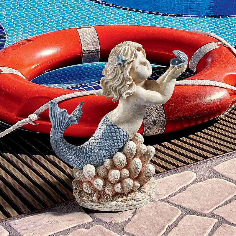 Statue de jardin sirène avec coquillage