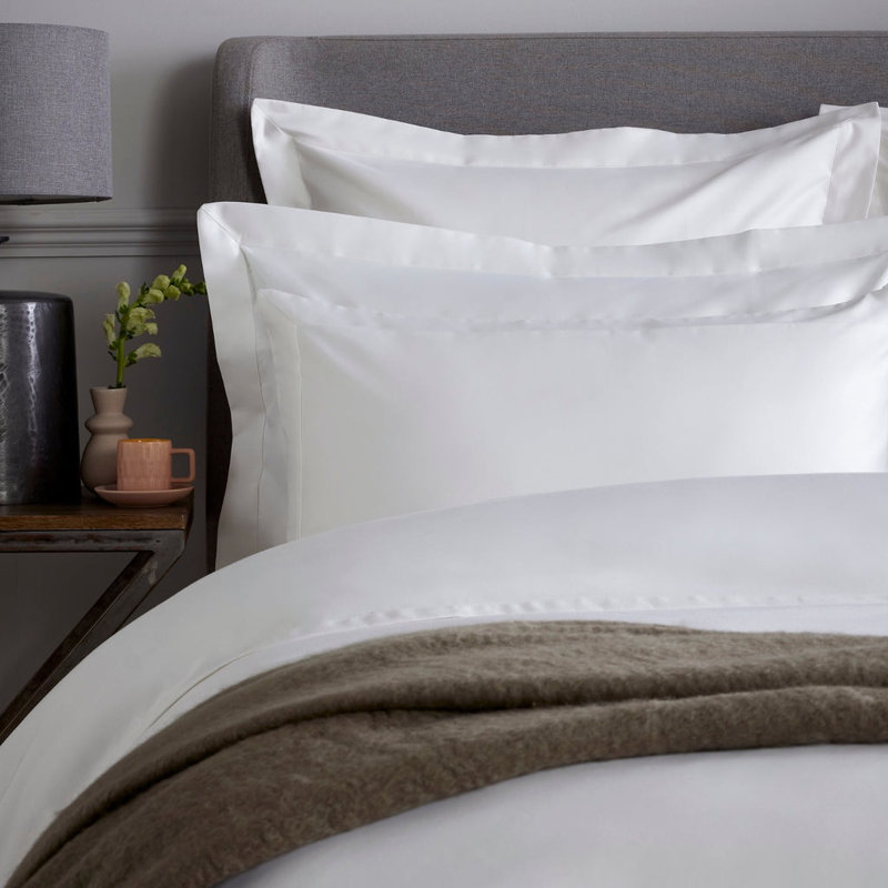Kento 100% Sateen Cotton Oxford Pillow Case, White/White