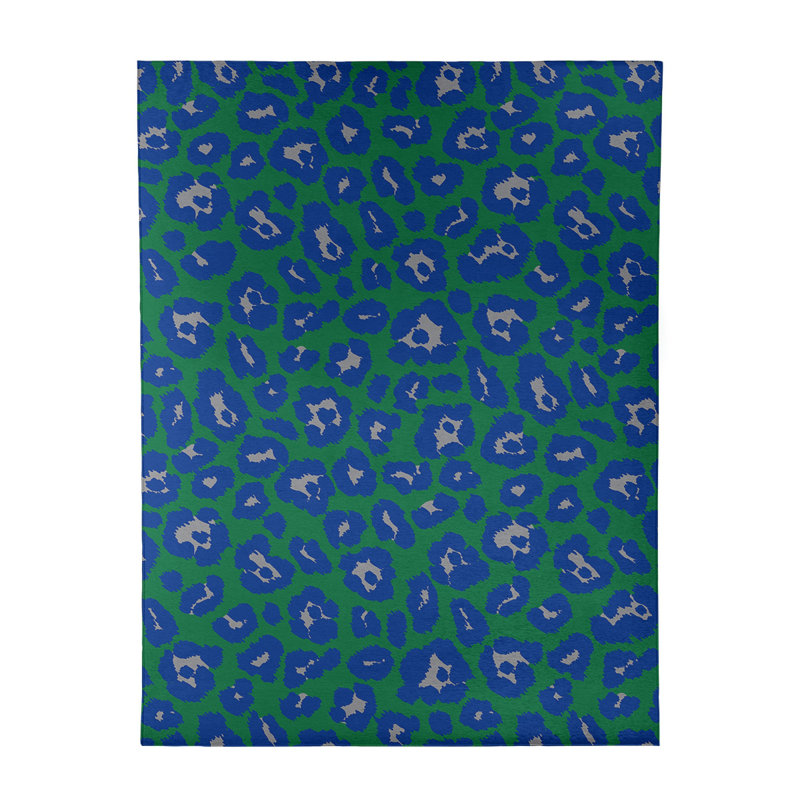 Imprimé animalier vert/bleu/gris Tapis décoratif, Rectangle 8 pi x 10 pi