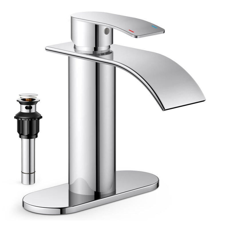 Single-Hole Single-handle Bathroom Faucet with Drain Assembly, Chrome