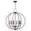 Lustre en forme de globe à 6 lumières de style bougie-752970573
