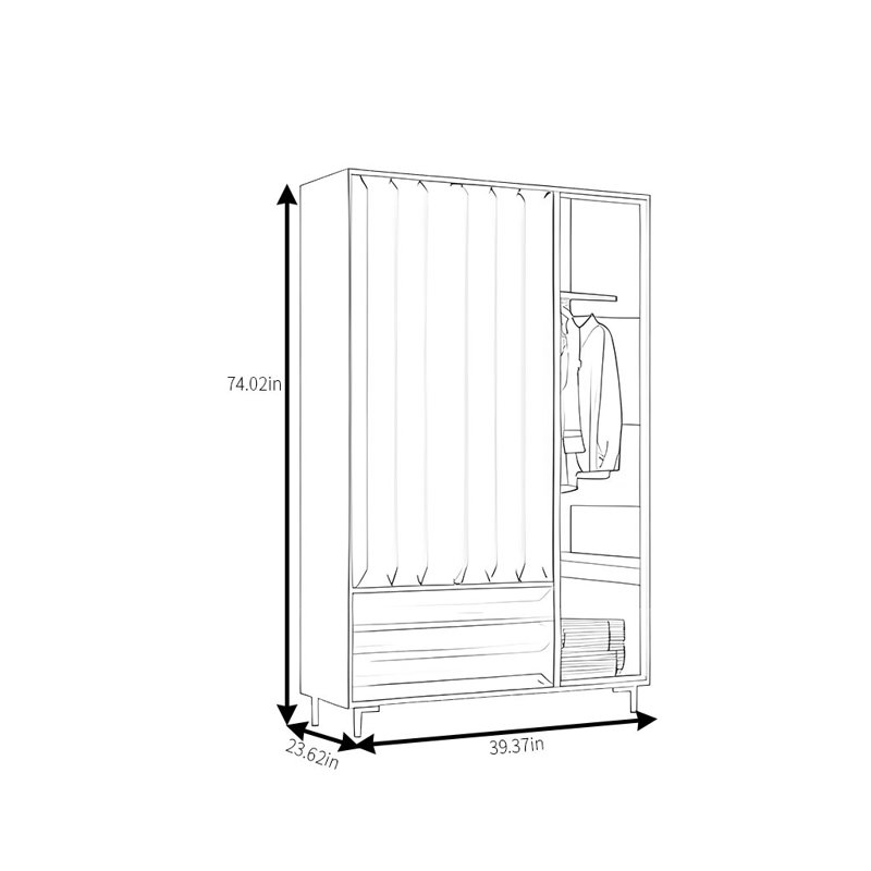Garde-robe simple, moderne et tendance, Noyer, H 74 po x l 39 po x P 24 po