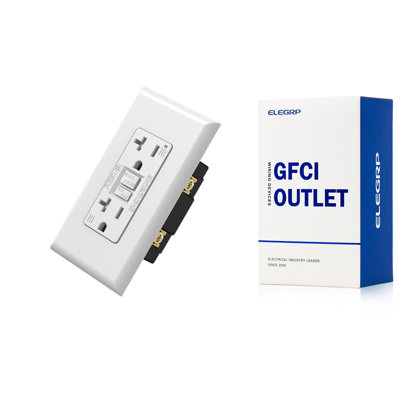 GFCI Outlet Self-Test, 20 Amp 125V Tamper Resistant Duplex Wall Outlet, Wall Plate Included, UL Listed, 1PC