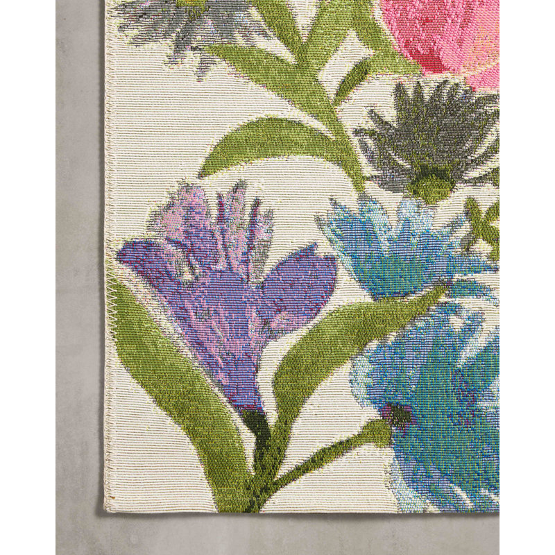 Loloi Botanical Ivory / Multi Area Rug, Rectangle 5'3" x 7'8"