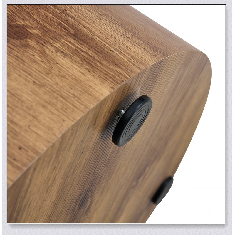 The cylindrical table with its patterned design can be easily integrated