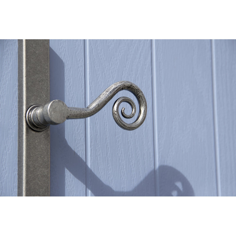 Monkeytail Lock Left Hand Door Handle, Pewter Patina, Right