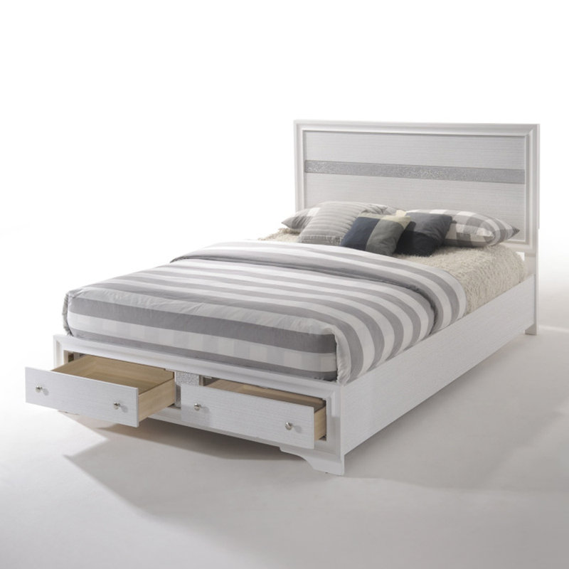 Modern white storage Queen bed