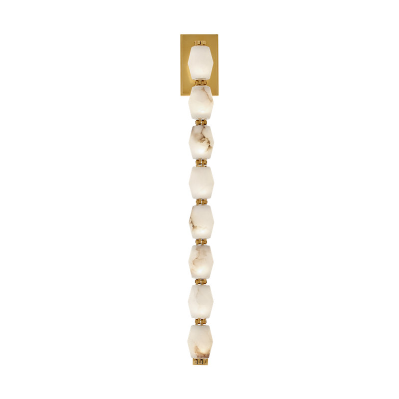 Sean Lavin Collier 28 Sconce in Hand Rubbed Antique Brass with Alabaster shade, 3000K