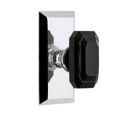 Fausse plaque simple avec bouton de porte en cristal noir Grandeur Fifth Avenue