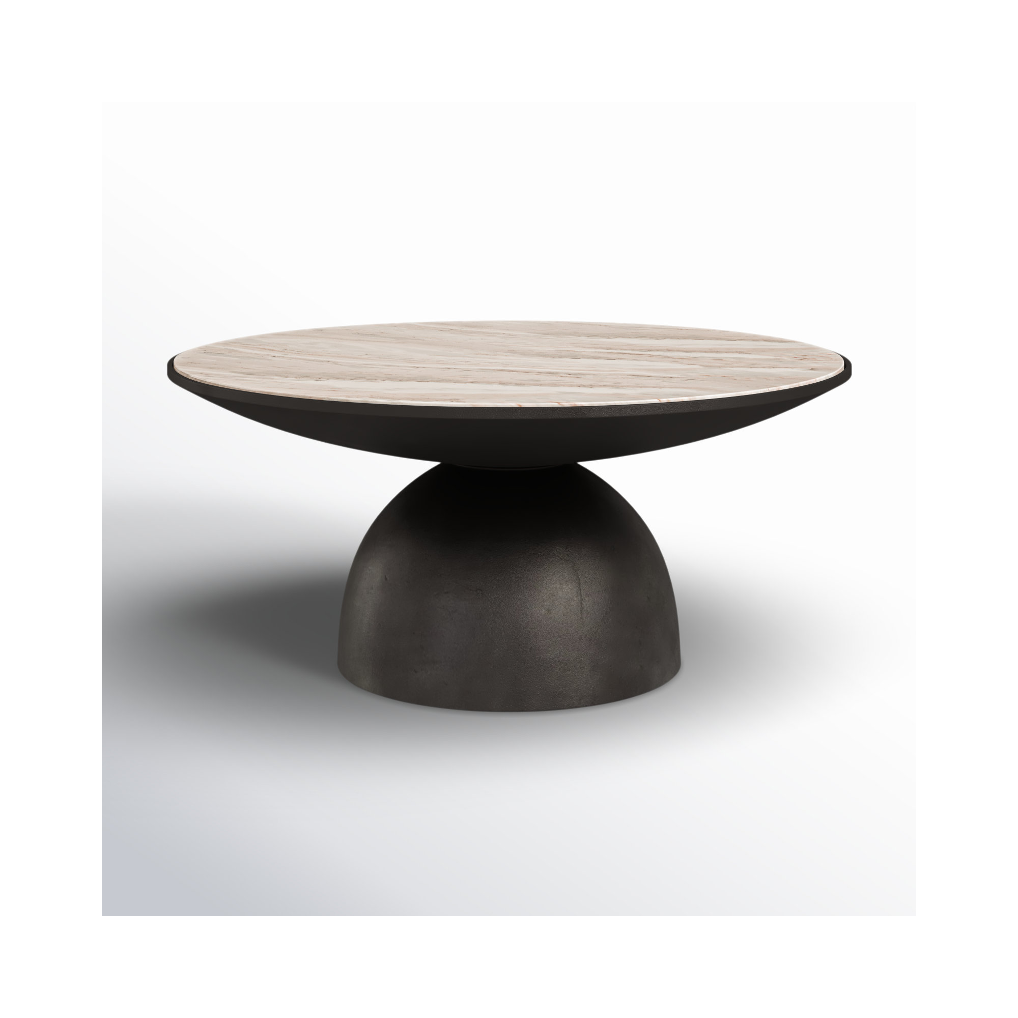 Single Coffee Table, Creamy Taupe Top/Light Gray Base, 15.75" H x 35.25" L x 35.25" W