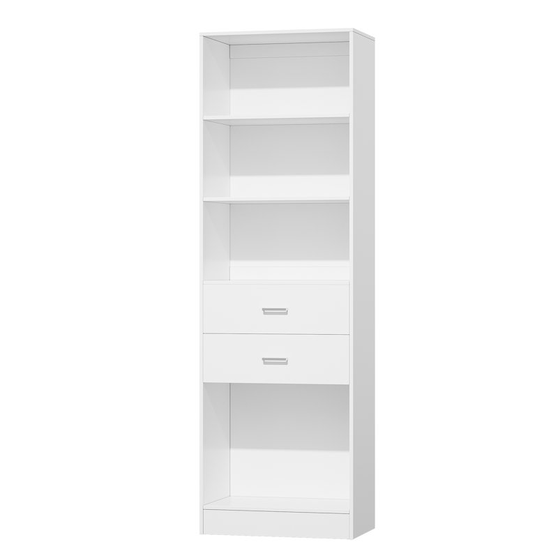 79" Closet Storage System, Wardrobe With Storage Compartments And Drawers., White