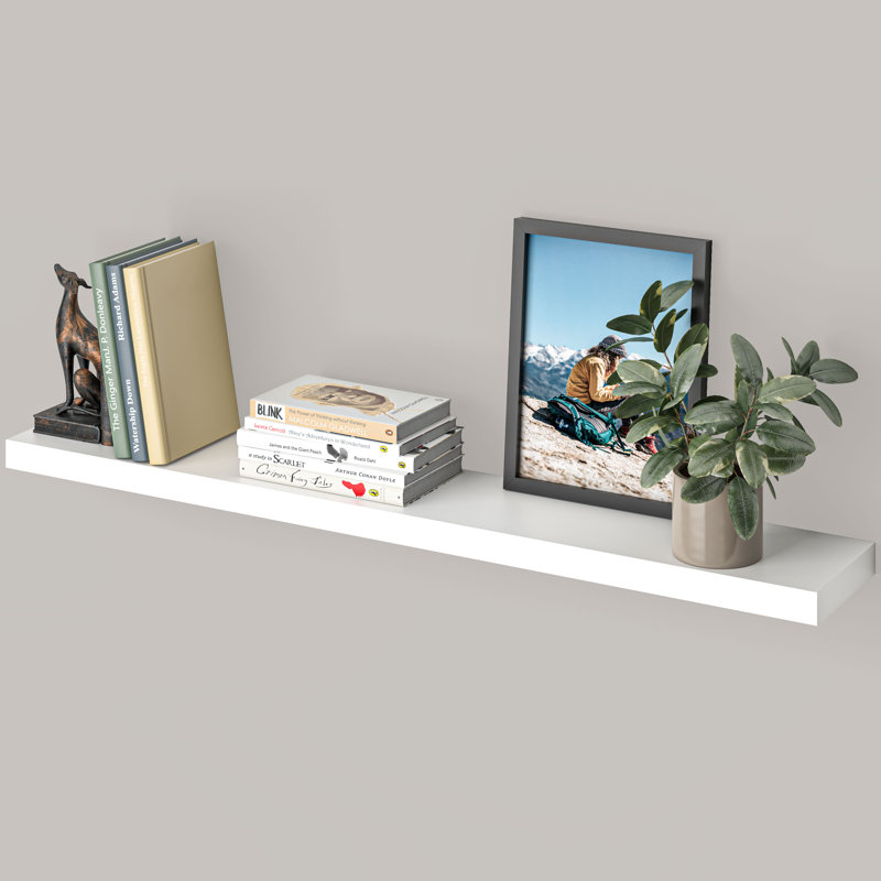 Sydney 36" Floating Shelf for Wall, Long Wall Mounted Wood Shelf, 30 lbs Capacity, White