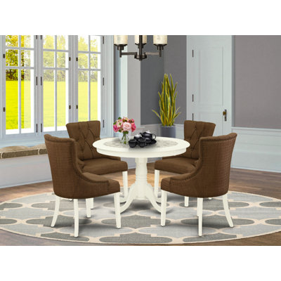 Janalee 5 - Piece Solid Wood Rubberwood Dining Set by Winston Porter