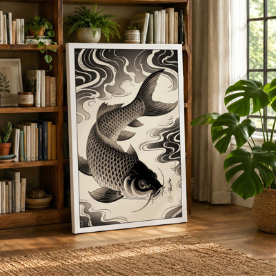 Carp in Motion Japandi - Wrapped Canvas