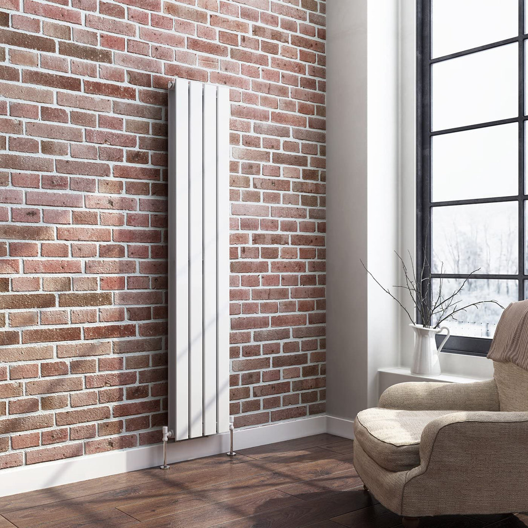 iBathUK Belgravia Vertical Double Slim Flat Panel Radiator Angled Valve