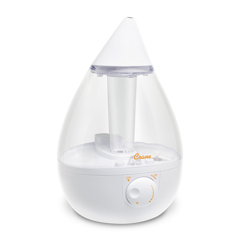Drop Cool-Mist Humidifier, 1 Gal., Clear/White