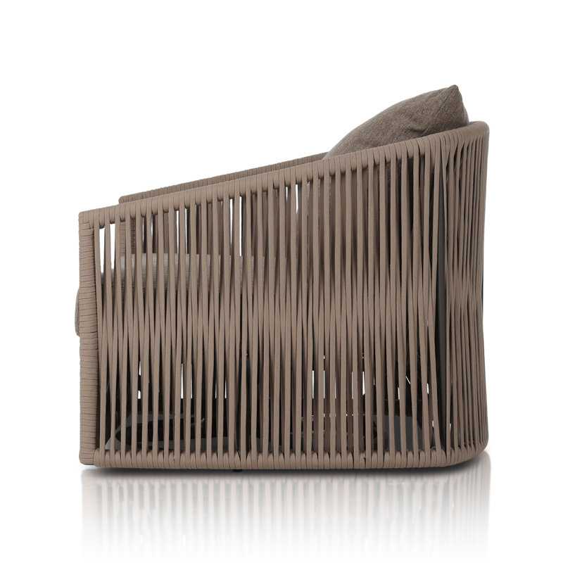 Nashira Swivel Outdoor Lounge Chair, Ellor Brown, Khaki Rope