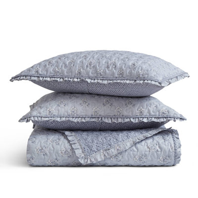 Elegant Farmhouse Bedding Sets, Polyester Queen Size, Cozy Ruffled Quilt With Shams