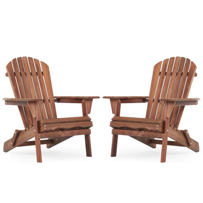 Wooden Outdoor Folding Adirondack Chair Set Of 2 Wood Lounge Patio Chair For Garden,Garden, Lawn, Backyard, Deck, Pool Side, Fire Pit,Half Assembled, by Highland Dunes
