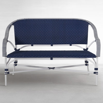 Savoy Loveseat - Chalk And White & Navy