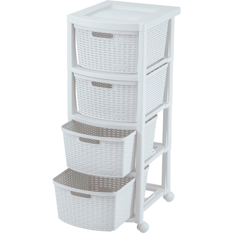 Commode de rangement roulante 4 tiroirs Berrien, Blanc