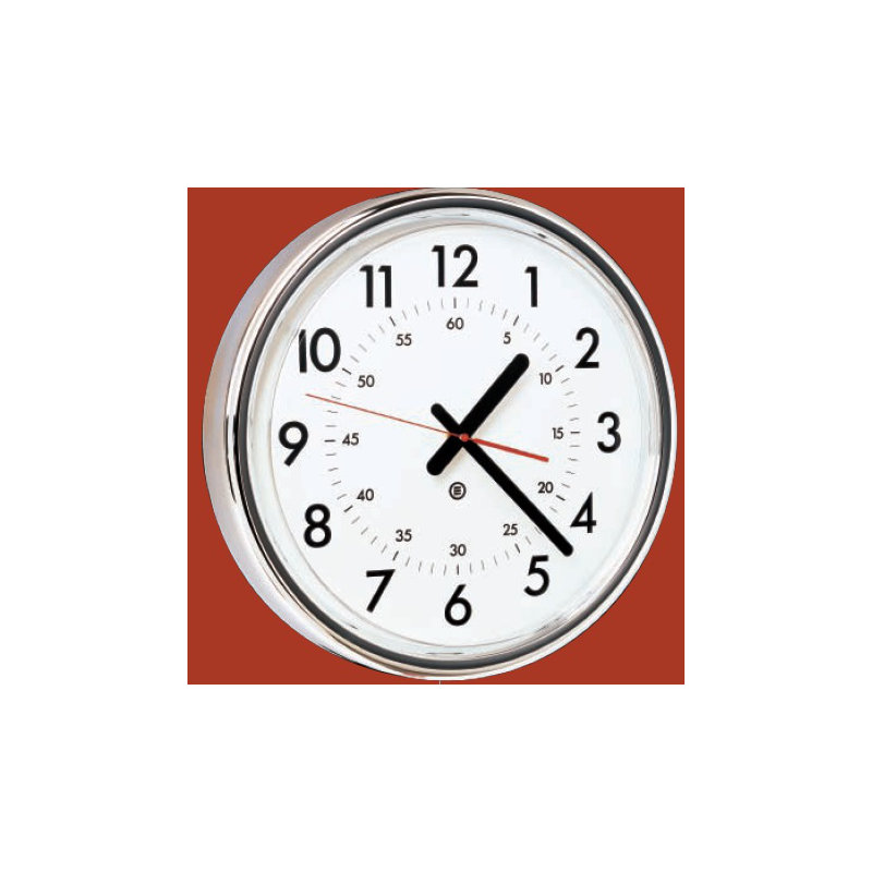 Metal Wall Clock, Polished Chrome