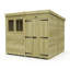 Total Sheds 8ft x 8ft Pent Garden Shed - Double Door - With Windows - Pressure Treated Timber - UK Manufactured
