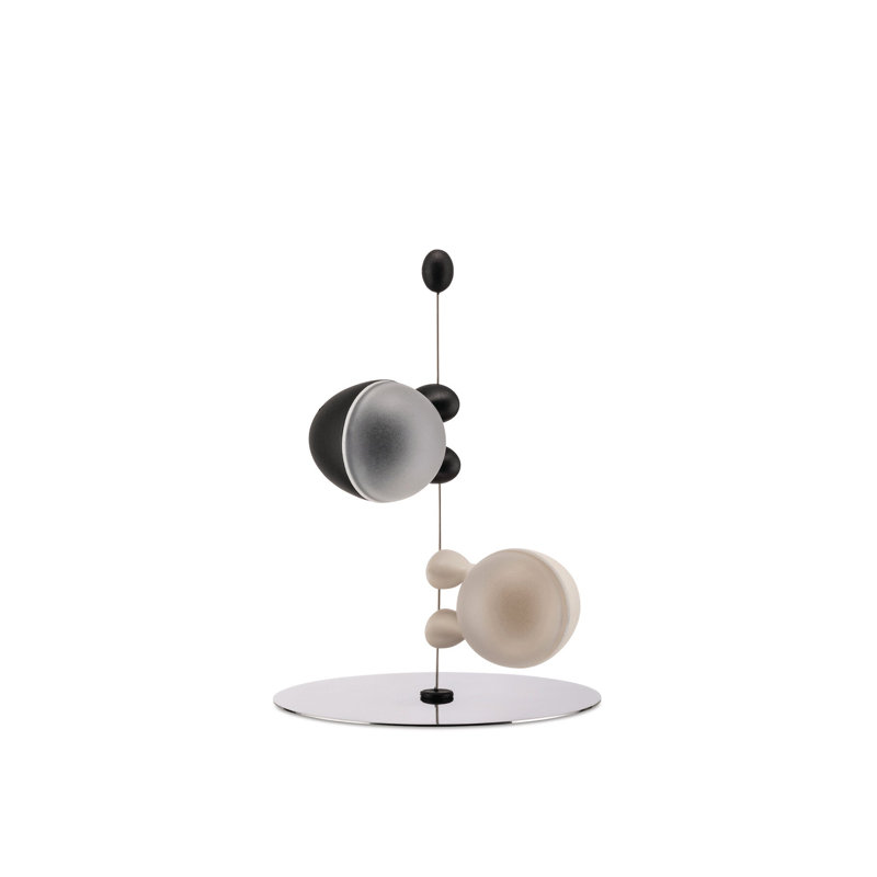 Black and White Magnetic Salt and Pepper Set with Stainless Steel Stand