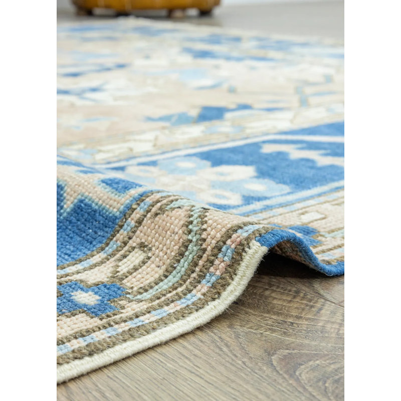Vintage One-of-a-Kind 6'1" X 8'11" 1990s Wool Area Rug Blue