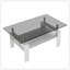 Table basse rectangulaire, plateau en verre trempé avec panneau de fibres à densité moyenne, table moderne pour le salon, verre-906403800-906403779