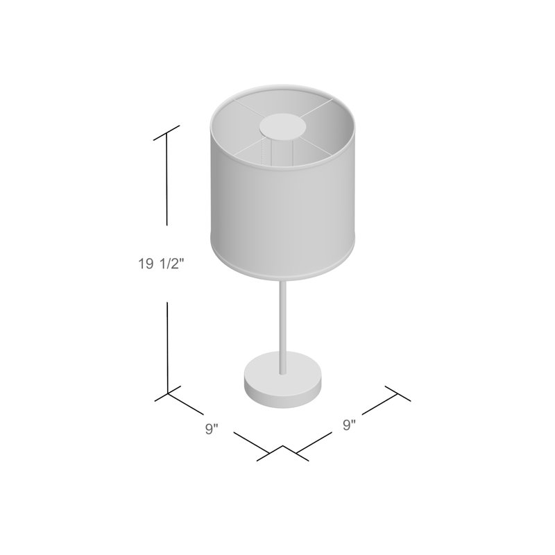 Lampe de table métallique Dante, Noir, 19.5" H x 9" W x 9" D